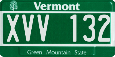 VT license plate XVV132