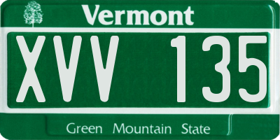 VT license plate XVV135