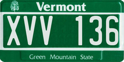VT license plate XVV136