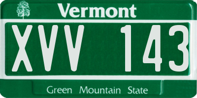 VT license plate XVV143