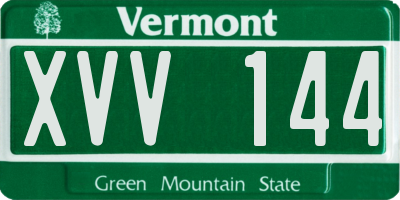 VT license plate XVV144