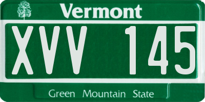 VT license plate XVV145