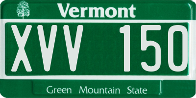 VT license plate XVV150