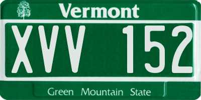 VT license plate XVV152