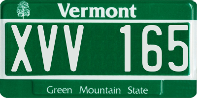 VT license plate XVV165
