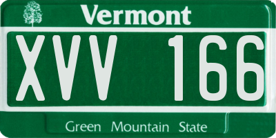 VT license plate XVV166