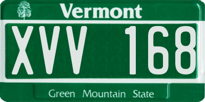 VT license plate XVV168
