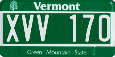 VT license plate XVV170