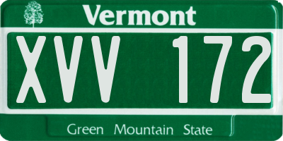 VT license plate XVV172