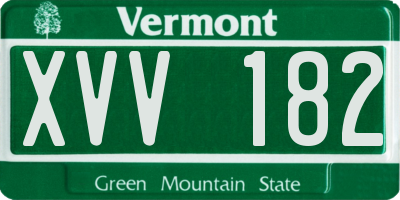 VT license plate XVV182
