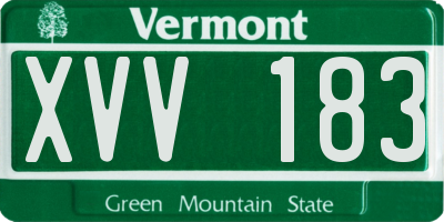 VT license plate XVV183