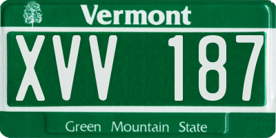 VT license plate XVV187