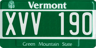 VT license plate XVV190
