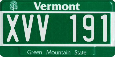 VT license plate XVV191