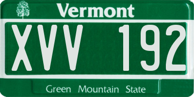 VT license plate XVV192