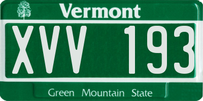 VT license plate XVV193