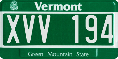 VT license plate XVV194