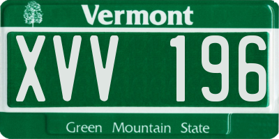 VT license plate XVV196