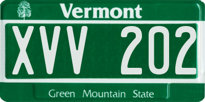 VT license plate XVV202