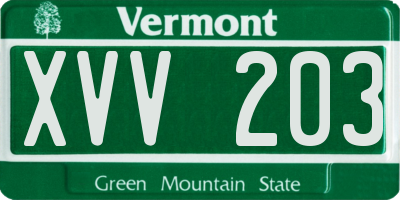 VT license plate XVV203