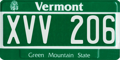 VT license plate XVV206