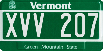 VT license plate XVV207