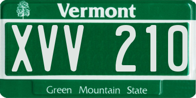 VT license plate XVV210