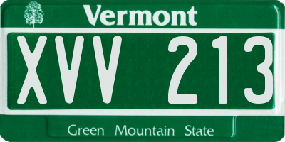 VT license plate XVV213