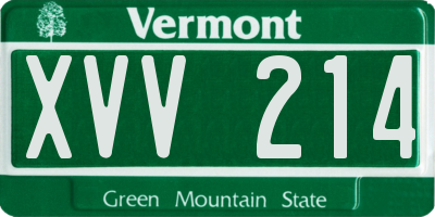 VT license plate XVV214