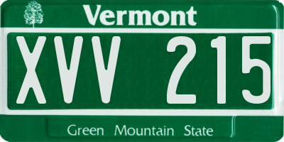 VT license plate XVV215