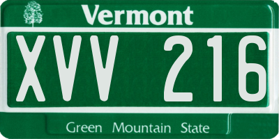 VT license plate XVV216