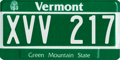 VT license plate XVV217