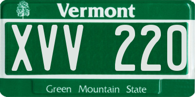 VT license plate XVV220