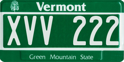 VT license plate XVV222