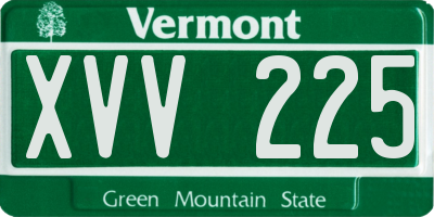 VT license plate XVV225