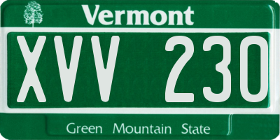 VT license plate XVV230