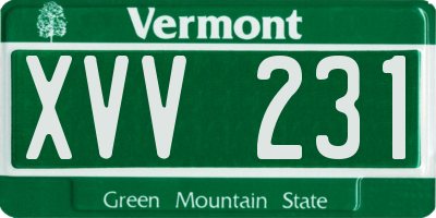 VT license plate XVV231