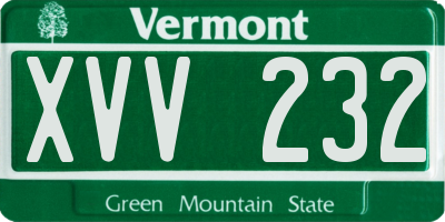 VT license plate XVV232