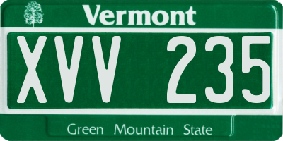 VT license plate XVV235
