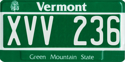 VT license plate XVV236
