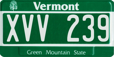 VT license plate XVV239