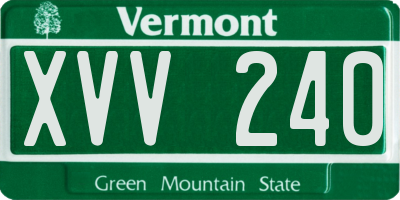 VT license plate XVV240