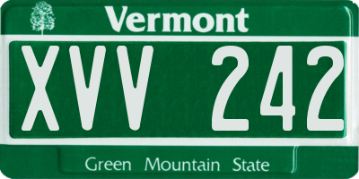 VT license plate XVV242
