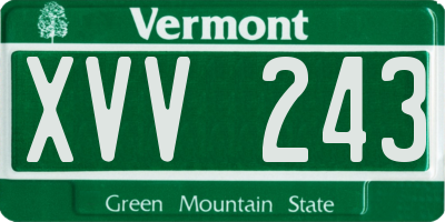 VT license plate XVV243