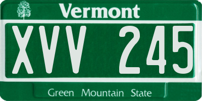 VT license plate XVV245