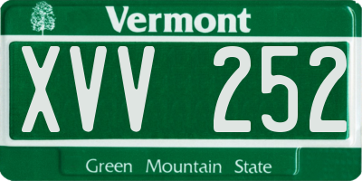 VT license plate XVV252