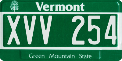 VT license plate XVV254
