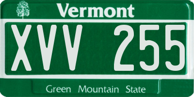 VT license plate XVV255