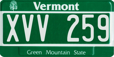 VT license plate XVV259