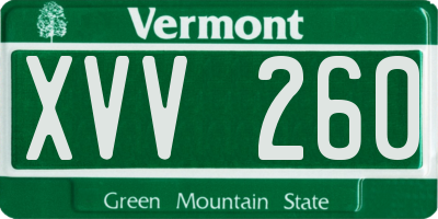 VT license plate XVV260